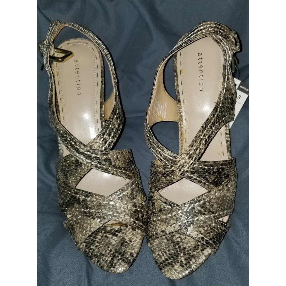 Snake Print Strappy Summer Heels 8 NEW